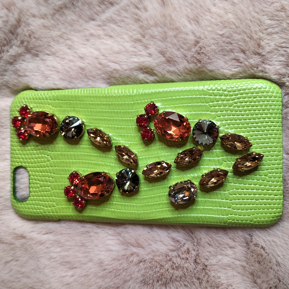 Dolce & Gabanna Reptile Embossed Embellished Leather iPhone 6S Case